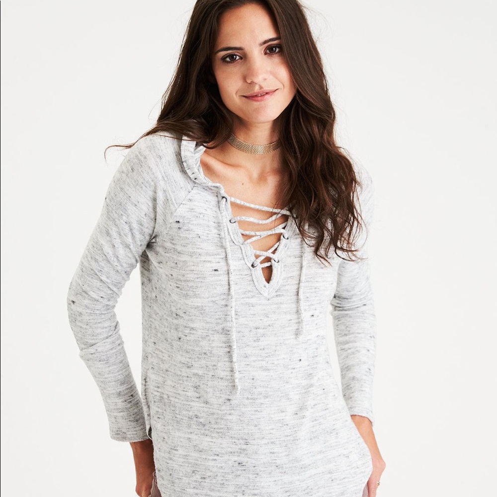 American Eagle Soft & Sexy Grey Plush Pullover XL